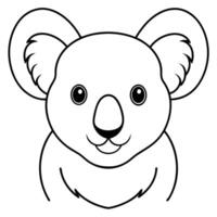 Koala Head Line Art Illustration - Cartoon Clipart and Line Art Design for Print vector