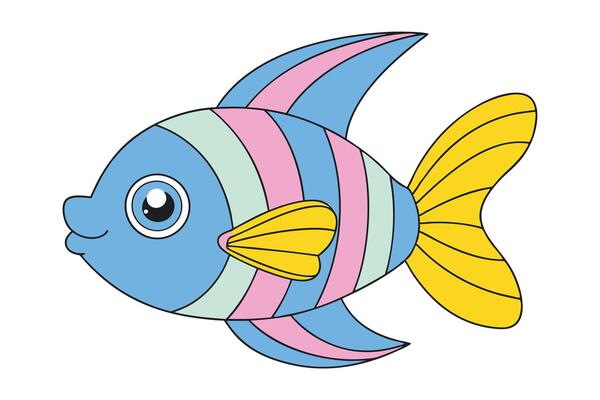 Cute angelfish cartoon for print and digital use, perfect for kids' designs and decor