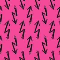 Bold hand-drawn black arrows. Sketch with grunge texture. Scribble seamless pattern. vector