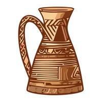 An ornate terracotta vase, an ancient symbol icon isolated vector