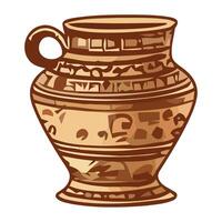 Decorative pottery vase with intricate ancient design icon isolated vector