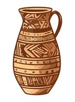 Decorative urn with ornate design and handle icon isolated vector