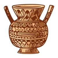 Decorative earthenware vase icon isolated vector
