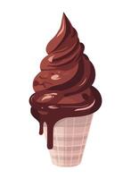 chocolate ice cream cone melting cream icon isolated vector