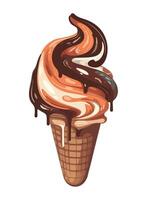 Melting waffle drops ice cream icon isolated vector
