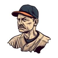 Old fashioned man with beard wears baseball cap icon isolated vector