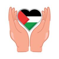 palestine save hands with flag illustration vector