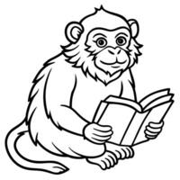 Emperor Tamarin monkey reading icon vector
