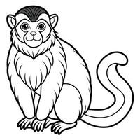 Emperor Tamarin monkey sits icon vector