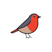 European Robin bird goes icon vector