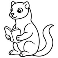 Ferret rodent reading icon vector