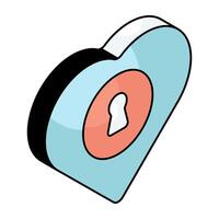 A trendy design icon of heart lock vector