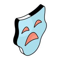 A flat design icon of theater mask vector
