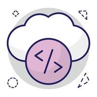Conceptual flat design icon of cloud coding vector