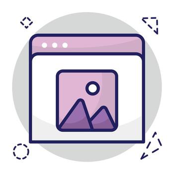 Conceptual flat design icon of web gallery vector