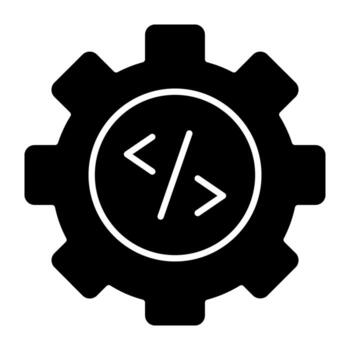 Conceptual flat design icon of coding vector