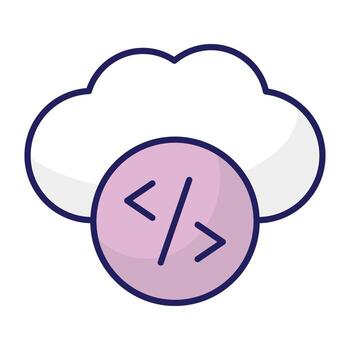 Conceptual flat design icon of cloud coding vector