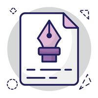 Pen with nodes on web page, bezier tool icon vector