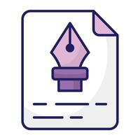 Pen with nodes on web page, bezier tool icon vector