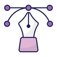 Pen with nodes on web page, bezier tool icon vector