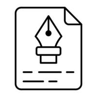 Pen with nodes on web page, bezier tool icon vector