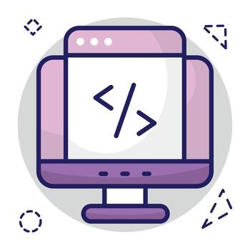 conceptual plano diseño icono de web codificación vector