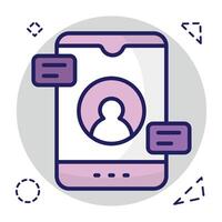 Premonition download icon of mobile chatting vector