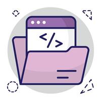 Conceptual flat design icon of coding folder vector