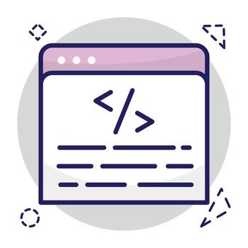 conceptual plano diseño icono de web codificación vector