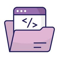 Conceptual flat design icon of coding folder vector