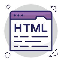Conceptual flat design icon of html coding vector