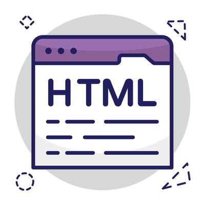 Conceptual flat design icon of html coding