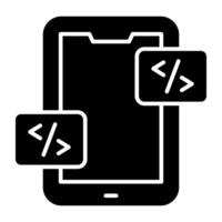 Conceptual flat design icon of mobile coding vector
