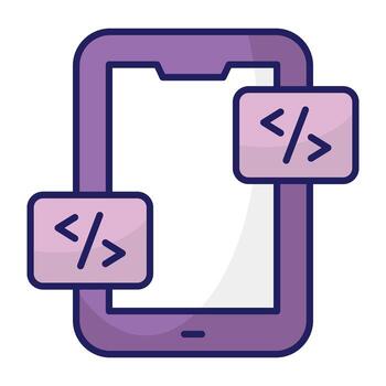 conceptual plano diseño icono de móvil codificación vector