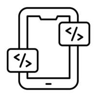 Conceptual flat design icon of mobile coding vector