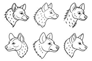 Detailed hyena head line art bundle for prints and digital projects, perfect for all uses. vector