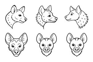 Detailed hyena head line art bundle for prints and digital projects, perfect for all uses. vector