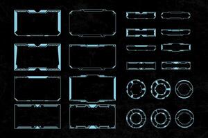 Futuristic cyberpunk sci fi interface element hud technology frame graphic design template vector