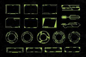 Futuristic cyberpunk sci fi interface element hud technology frame graphic design template vector