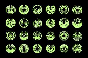 Futuristic cyberpunk sci fi interface element hud technology frame graphic design template vector