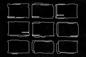 Futuristic cyberpunk sci fi interface element hud technology frame graphic design template vector
