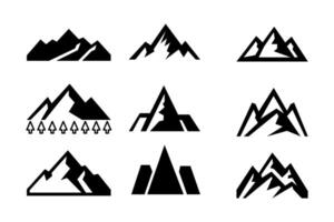 mountain set shapes and elements silhouette icon of mountain peaks and hiking vector