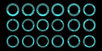 Futuristic cyberpunk sci fi interface element hud technology frame graphic design template vector