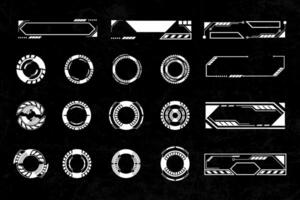 Futuristic cyberpunk sci fi interface element hud technology frame graphic design template vector
