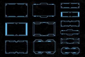 Futuristic cyberpunk sci fi interface element hud technology frame graphic design template vector