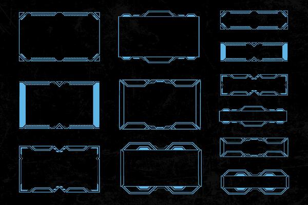 Futuristic cyberpunk sci fi interface element hud technology frame graphic design template