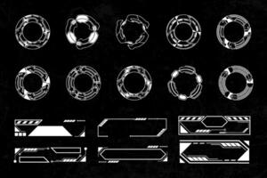 Futuristic cyberpunk sci fi interface element hud technology frame graphic design template vector