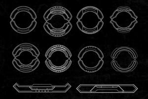 Futuristic cyberpunk sci fi interface element hud technology frame graphic design template vector
