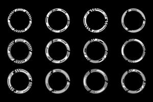 Futuristic cyberpunk sci fi interface element circle hud technology frame graphic design template vector