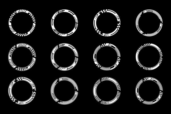 Futuristic cyberpunk sci fi interface element circle hud technology frame graphic design template